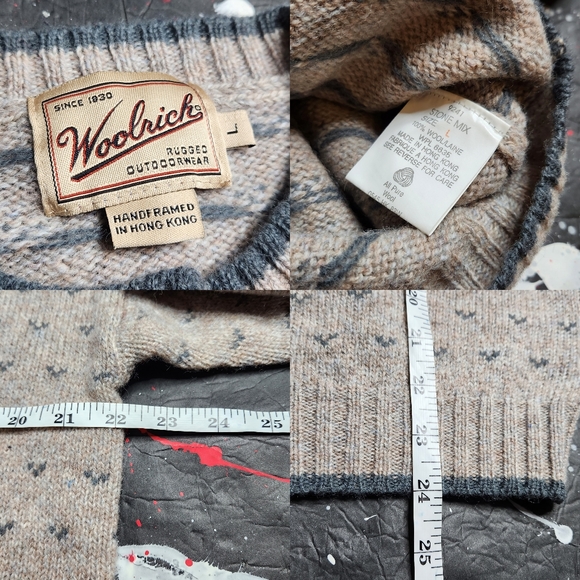 Woolrich vintage women's Icelandic Aztec - style button-up wool cardigan size L - Picture 7 of 8